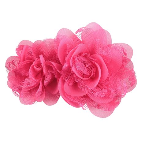 Offray Hot Pink Chiffon Lace Flowers 2 Piece