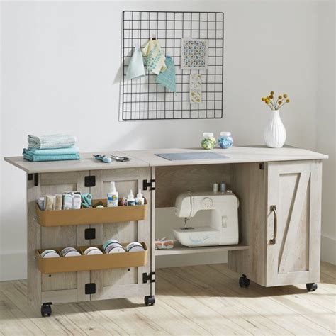 Better Homes And Gardens Modern Farmhouse Wood Sewing Table Rustic White