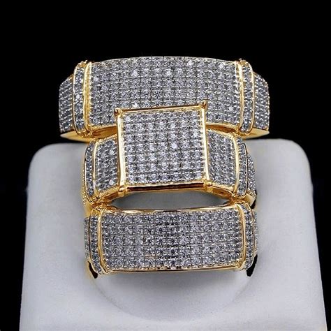 Find the perfect wedding rings for yourself or to gift to someone special from within the vast range on alibaba.com. Diamond Wedding 14K Yellow Gold Trio His And Her Bridal ...