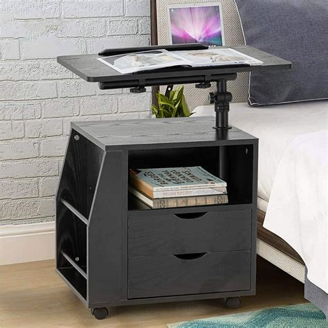 Erommy Bedside Table Height Adjustable End Tablewooden Nightstand With