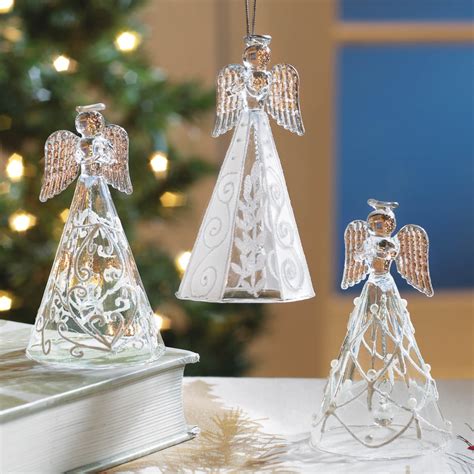 Collectible Glass Angel Bell Ornaments Collections Etc