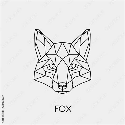 Geometric Fox Polygonal Linear Animal Head Vector Illustration Stock