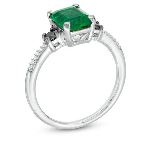 Emerald Cut Lab Created Emerald And 014 Ct Tw Enhanced Black And