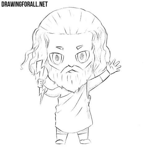Learn how to draw characters from cartoon and comics. How to Draw Chibi Zeus | Drawingforall.net