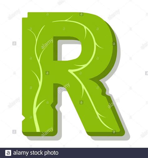 Letter R Green Leaves Summer Vector Alphabet The Simple Logo Of