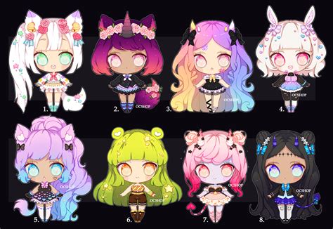 3 Left Kemonomimi Girls Adopt Batch 30 By Ocshop Chibi Anime