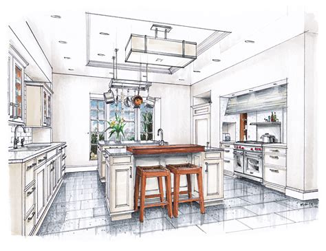 New Beaux Arts Kitchen Rendering Mick Ricereto Interior