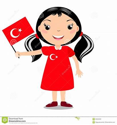 Turkey Flag Child Holding Cartoon Smiling Illustration