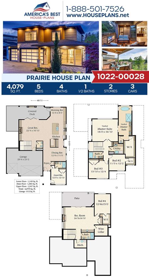 Prairie House Plan 1022 00028 Prairie House House Plans Best House