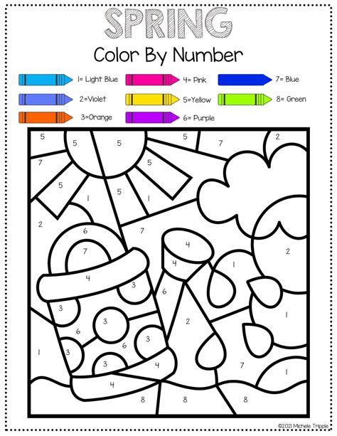 Spring Color By Number Color By Number Activity For Kids Etsy