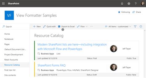 New Sharepoint View Formatting Samples Now Available Microsoft