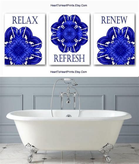 Cobalt Blue Bathroom Wall Art Printable Bathroom Decor Navy Blue