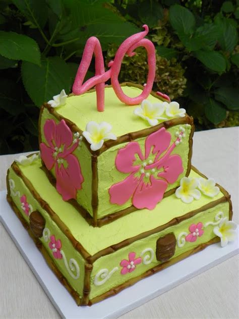 Plumeria Cake Studio Hawaiian Themed 40th Birthday Cake