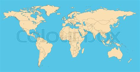 World Map With Countries Borders Stock Vector Colourbox