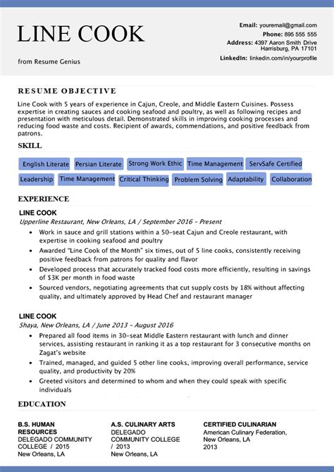 Chef Resume Manager Resume Resume Objective Examples Good Resume