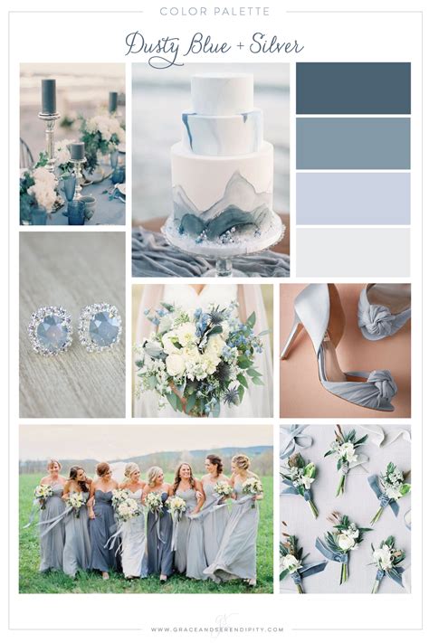 Dusty Blue And Silver Wedding Color Palette By Grace And Serendipity
