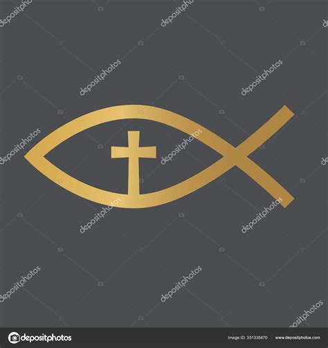 Golden Christian Fish Jesus Symbol Vector Illustration Stock Vector By