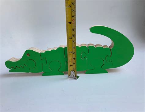 Childrens Wooden 8 Piece Alligator Kids Puzzle Free Etsy