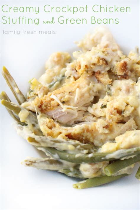 They always ask for more when i serve this for dinner. Creamy Crockpot Chicken Stuffing and Green Beans - Family ...