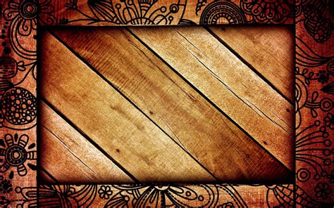 Download Wallpapers Floral Wooden Frame Wooden Textures Brown Wooden