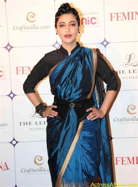 Tollywood Actress Shruti Hassan In Traditional Blue Saree Actress Album