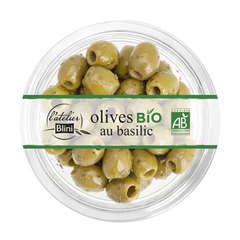 Olives Vertes Au Basilic Bio L Atelier Blini Le Pot De G Prix Carrefour