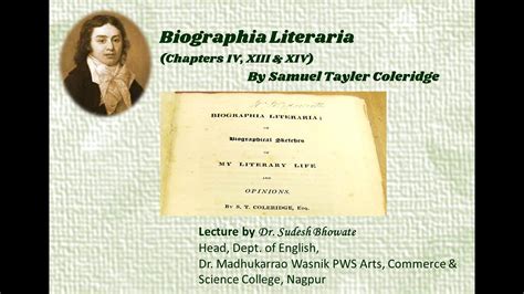 Coleridges Biographia Literaria Chapters Iv Xiii And Xiv Youtube