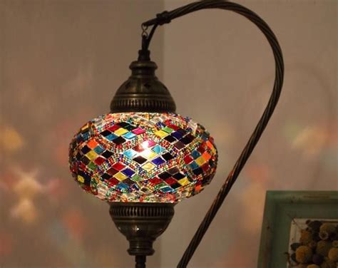 Turkish Moroccan Mosaic GooseNeck Table Bedside Lamp Etsy 日本