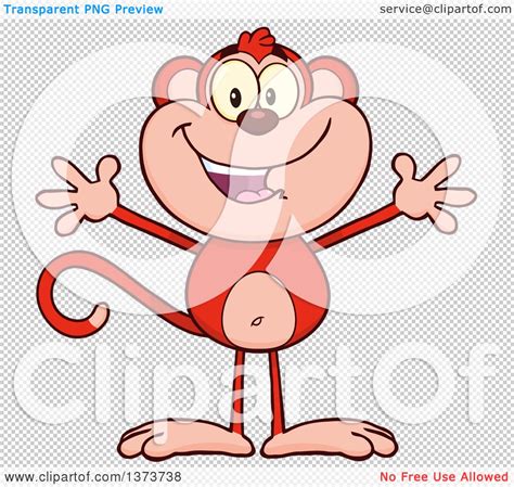 Cartoon Clipart Of A Happy Red Monkey Mascot With Open