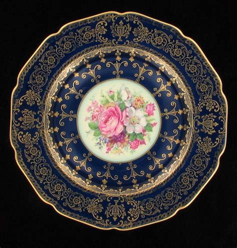 Vintage Rosenthal Ivory China Plate Roses Cobalt Blue Gilt Bavaria