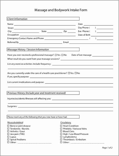 Counseling Intake Form Template Inspirational 5 Massage Therapy Intake Form Template Therapy