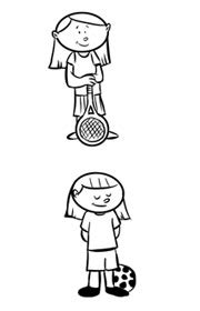Fichas de ingles para niños. Qué deporte practican estos niños. Ficha escolar de atención