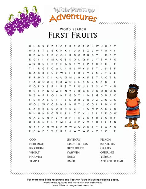 Bible Word Search First Fruits Religion Activities Bible Activities