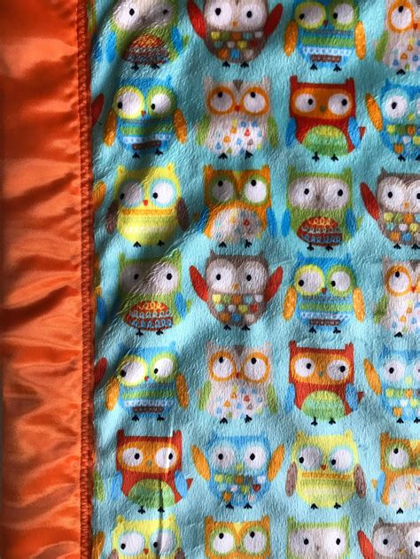 Owl Minky Blanket Multi Color Blanket Etsy