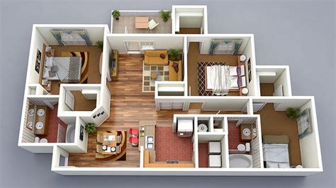 Truoba 3 bedroom house plans are designed for larger families. 20 Designs Ideas for 3D Apartment or One-Storey Three ...