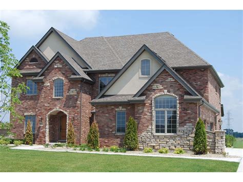 Fill your cart with color today! Brick Stone Exterior - House Plans | #66420