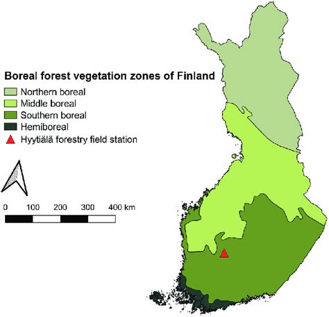 Map Of Finland And Its Boreal Forest Vegetation Zones Our Study Site