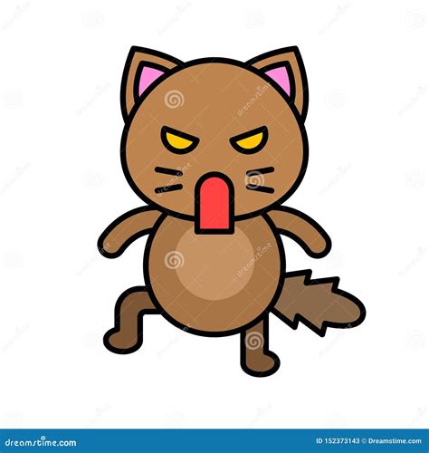Cute Cat Avatar Vector Illustration Filled Icon Editable Stroke Stock