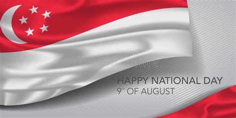 Singapore Happy National Day Greeting Card Banner With Template Text