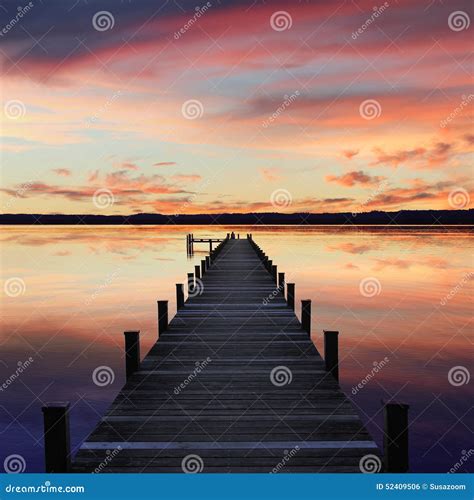 Romantic Scenery At Sunset With Boardwalk Stock Photo Image Of Scene