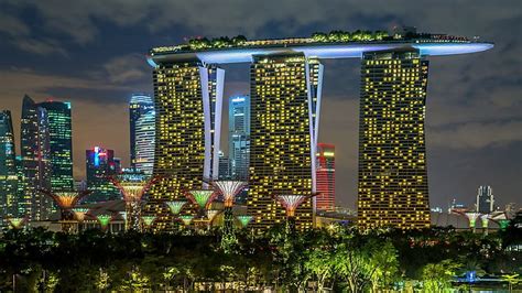 Hd Wallpaper Singapore Marina Bay Sands Hotel Building Lights