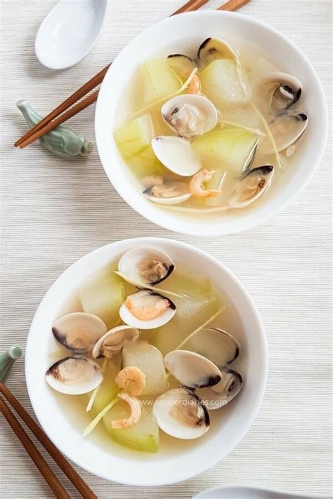 This soup helps eliminate this is a healthy soup recipe for relieving the summer heat. Chinese winter melon soup with clams and ginger. Winter ...