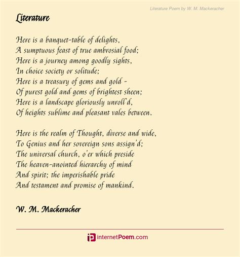 Literature Poem By W M Mackeracher
