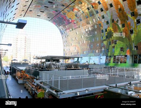 Colourful Interior And Ceiling Of The Rotterdamse Markthal Rotterdam