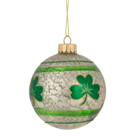 3 Mercury Glass Green Shamrock Irish Christmas Ornament Christmas
