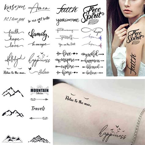 Buy Dopetattoo 36 Designs Temporary Tattoos Faith Words Hope Love
