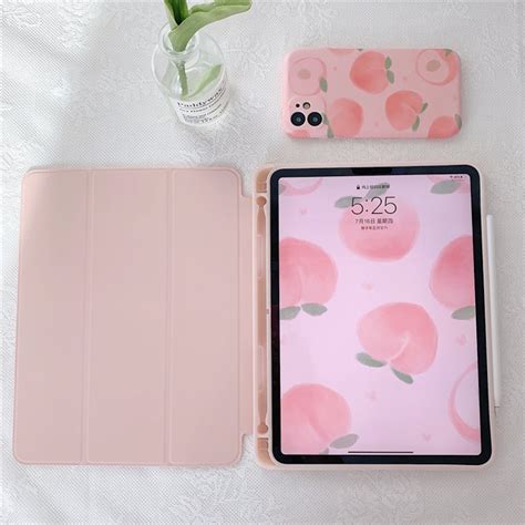 Summer Pink Peach Cute Ipad Case With Pencil Holder For Etsy