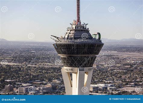 Las Vegas Stratosphere Tower Top Aerial Editorial Image Image Of