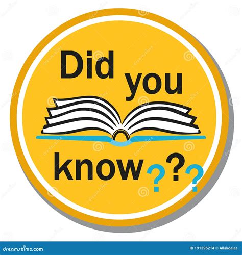 Did You Know Icon Interesting Fact Symbol Label Book With Text