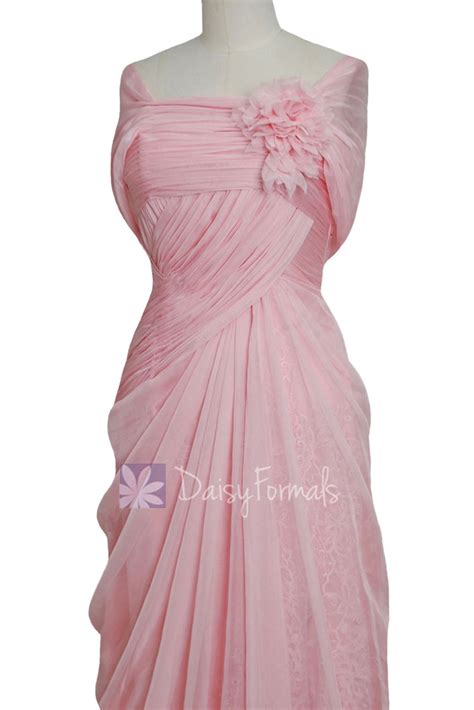 Gorgeous Custom Pink Prom Dress Silky Chiffon Evening Dress Lace